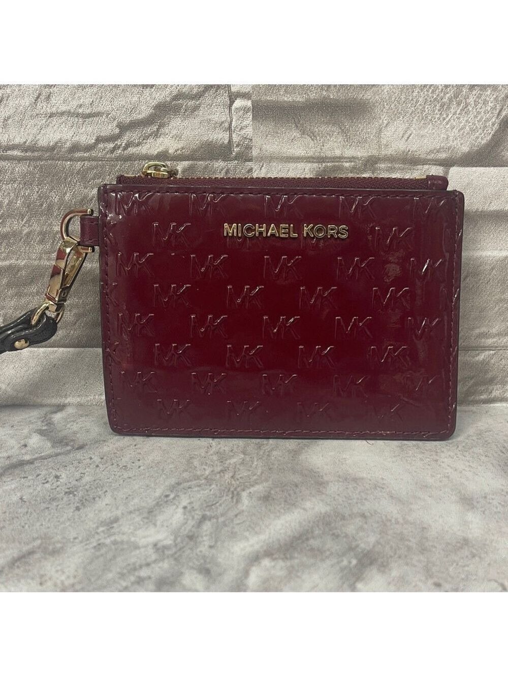 Michael Kors Burgundy Embossed Patent Leather Crossbody Bag & Wallet Set Berry - Picture 5 of 12